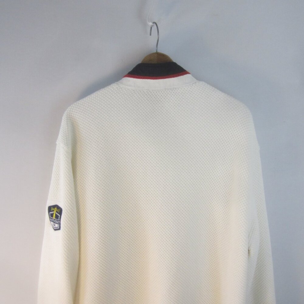 Holebrook Sweden Men XL Red White Blue Organic Cotton Zip Sweater Nantucket RISK - Picture 5 of 12
